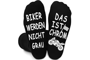 QXRXN Chaussettes de moto pour homme avec inscription « Biker werden nicht grau das ist chrome » - Cadeau amusant pour les motards - Idées de cadeaux pour homme - Anniversaire - Chaussettes de moto pour