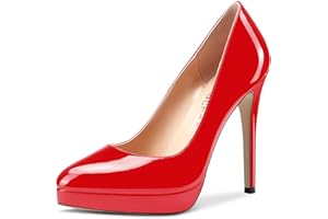 Aachcol Mujer Plataforma Aguja Alto High Heel Pumps Cerrado el Dedo del pie Puntiaguada Punta Slip-on Zapatos de Boda Oficina Fiesta Dress Clásico 12 CM