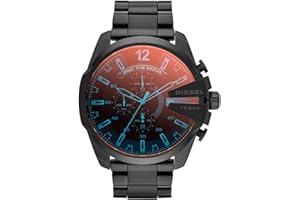 Diesel Chief Series Montre pour Homme, Mouvement chronographe avec Bracelet en Silicone, Acier Inoxydable ou Cuir