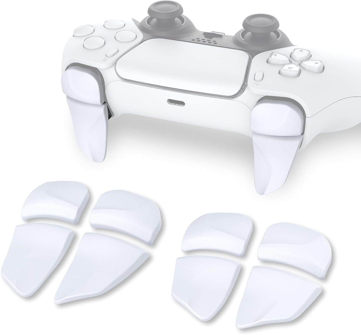 PlayVital 2 Pares de Gatillo Extensor para ps5 Control Accesorios Extensores de Disparo Mejora del Juego Gatillos Bumper Trigger para ps5 Mando Grips Extender Botón para ps5-Blanco
