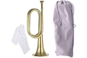 TUOREN Gold Bugle Cavalry Trumpet Brass Instrument for School Band Cavalry Beginner Military Orchestra W/Carrying Bag
