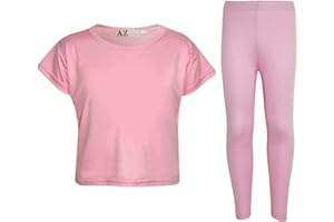 A2Z 4 Kids® Girls Top Kids Plain Color Stylish Crop Top & Fashion Legging Set New Age 5 6 7 8 9 10 11 12 13 Years
