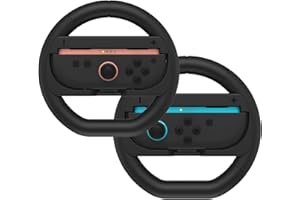 NBCP Lenkrad für Nintendo Switch Joy-Con [2er Pack Schwarz] - Kompatibel mit Mario Kart 8 Deluxe & Racing-Spielen - Steering Wheel Controller Halterung [nintendo_switch]