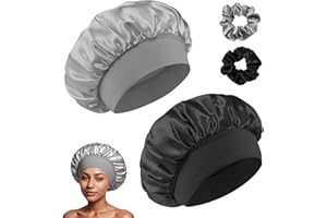 ANEI Gorro De Seda Para Dormir,Gorro De Para Dormir Para Pelo Rizado Con Banda Ancha Elástica