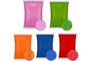 SOLNIT Confezione da 5_75 g per ogni polvere colorata Holi, rangoli, atossica, lavabile, rivelazione di genere, decorazioni, guerra a colori, fotografia per bambini e animali, campi estivi, feste e