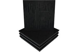 UA ACOUSTICS Panel acústico difuso de absorción de sonido «Wave» | 50 x 50 x 5 cm | Absorción - Difusión - Reflexión - Insonorización - Aislamiento | Plástico perforado: onda, plástico negro brillante)