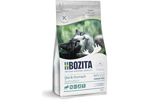 Bozita Diet & Stomach Katzentrockenfutter mit Elch – 400g – getreidefreies Trockenfutter für sensible erwachsene Katzen – 34 % Protein, 10 % Fett – ohne Zucker & Gentechnik – leicht verdaulich