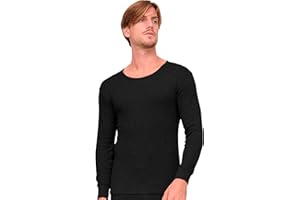 DOUBLE M, 1 o 2 Unidades Camiseta Térmica Hombre, Camiseta Manga Larga Cuello Redondo, Material Algodón y Felpa, para Otoño-Invierno, Negro, Gris, Blanco, Talla S, M, L, XL o XXL