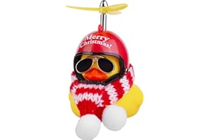 Mwmoeen Canard en caoutchouc de Noël Décoration de voiture, canard jaune ornement tableau de bord de voiture, chapeau de Noël, écharpe lunettes de soleil pour décoration de Noël, décorations
