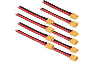 GTIWUNG 5 Piezas Macho XT-60 Adaptador de Enchufe XT60 FPV 12awg Cable de 10cm, Cable de extensión XT60 + 5 Piezas Conectores XT60 Hembra con Cable de 12AWG 10CM