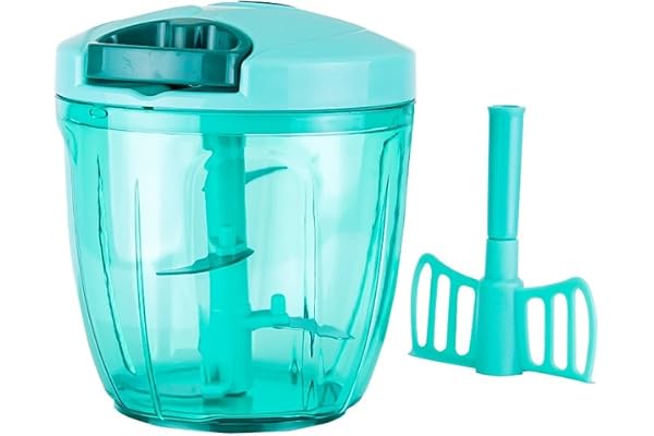 CNFQ Hachoir Manuel Cuisine Food Blender Ecraseur pour Découpe Fruits et Légumes Presse-Ail (Bleu Plus)