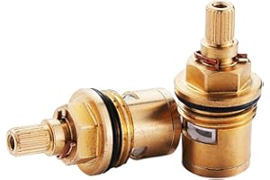 Heable Replacement Brass Ceramic Stem Disc Cartridge Faucet Valve Quarter Turn 1/2" for Bathroom Kitchen Tap (1 Pair Hot & Cold) 25-PM