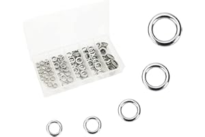 Milepetus Stainless Steel Solid Rings Kit for Jigging Fishing Assist Hooks Fishing Lures Tackle Set,5 Sizes,100 PCS