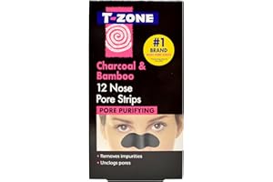 T-Zone Charcoal & Bamboo Nose Pore Strips (12 Pack) - Specially Formulated to Unclog Pores & Remove Impurities