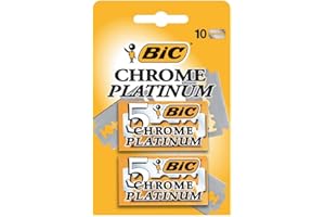 BIC Chrome Platinum, Double Edge Safety Razor, Disposable Single Blades, Stainless Steel, Pack of 10