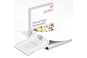 OMEZIZY Lot de 200 feuilles de papier thermique A4 compatible avec les imprimantes portables Phomemo M832/M834/M08F/M833/P831/M836 et autres imprimantes thermiques au format A4