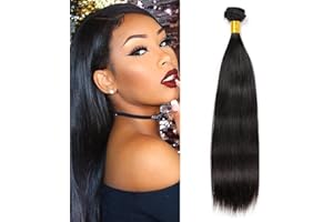 MUABY Straight Human Hair Bundles Meche Tissage Bresilien Lisse Court Tissage Naturel Cheveux Humain Lisse Naturelle Tissage Bresilien En Lot Couleur Noire Naturelle 100g 18 Pouce