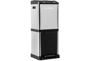 KLARSTEIN Ökosystem² Cestino per Raccolta Differenziata - Capacitá di 30 L in 3 Secchi, 2 x 7,5 L con Pulsante di Apertura a Spinta, 1 x 15 L con Pedale, Involucro Acciaio Inox