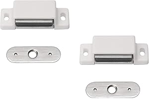 Metafranc Zatrzask magnetyczny biały, 2 sztuki - siła trzymania 3 kg - mocna płyta oporowa - łatwy montaż - nadaje się do drzwi meblowych i klap/drzwi/magnes mocujący/klamry do mebli / 350066