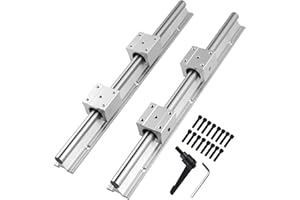 CNCYEAH - Cuscinetti lineari e binario di appoggio SBR12, 2 pezzi, SBR 12-600 mm, 12 mm, cuscinetto lineare, binario, guida, albero + 4 blocchi SBR 12UU, per stampante 3D e macchina CNC