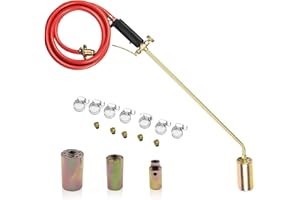 Savieva 2M Long Arm Propane Butane Gas Kit, Torch Burner Blow Kit Roofing Brazing Weed Burner Killer with Gas Hose & 3 Nozzles