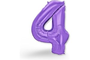 FUNXGO Palloncino Numero 4 Viola - Decorazioni Compleanno 4 Anni - Feste Decorazione di Compleanno - Vola con l'Elio (Viola 4)