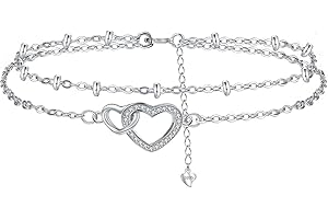 Hifeeled Tobilleras Plata de Ley 925 para Mujer Pulseras de Tobilleras Verano Descalzo Playa Cadena - Ajustable [22cm+4]