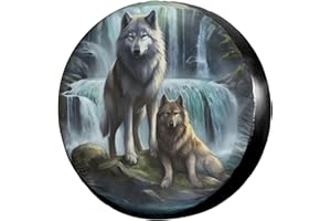 Foruidea 3D Printed Wolf Spare Tire Cover Dust-Proof Wheel Tire Cover Fit Trailer, RV, SUV and Many Vehicle 15 Inch
