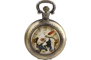 Tiong Women's Pocket Watch Quartz Arabic/Roman Numerals Dial Pocket Watches with Necklace Pendant for Womens Girls