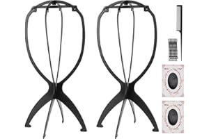 MXTIMWAN 2 Pezzi Porta Parrucca,Supporto per Parrucca,Parrucche Portatili Supporto,Plastica Porta Parrucca Pieghevole,Porta Parrucche Con 2 retine per parrucche, pettine e fermagli