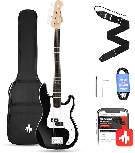 Cort AB4PLUSBK 4-saitige E-Bassgitarre – Aktiv, Mit PJ-Tonabnehmer-Set Und 2-Band EQ