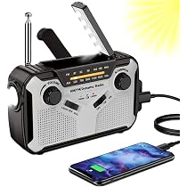 Radio Solaire D'Urgence Avec Dynamo - FM/AM, Power Bank 1200mAh, Lampe Torche, SOS - Pour Camping & Survival