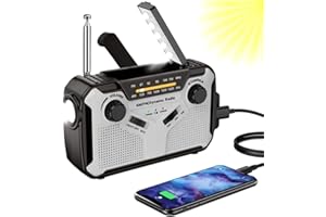 PAIDASHU Solar Radio, AM/FM Tragbar Kurbelradio Dynamo Notfallradio mit 4000mAh Wiederaufladbare Batterie, Led Taschenlampe, SOS-Alarm für Camping, Ourdoor, Notfall