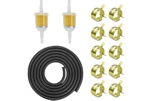Vegena Petrol Hose Kit, 2 Metre Diameter 5mm Fuel Line + 2PCS 6 mm / 8 mm Petrol Filter + 10PCS Hose Clips for Car Motorcycle Scooter