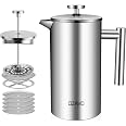 OZAVO 1 Liter French Press Aus Edelstahl – Doppelwandig & Super Isolierend Für Heißen Kaffee Oder Tee