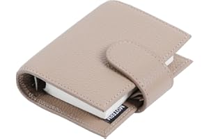 Moterm Terminarz z regularnymi pierścieniami A9 – organizer z prawdziwej skóry, portmonetka (żwirowo-taupe, pierścień 19 mm)