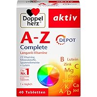 Doppelherz A-Z Complete DEPOT Langzeit-Vitamine – 23 Vitamine, Mineralstoffe & Spurenelementen plus Lutein – 40 Retard…