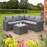 Rowlinson Bunbury Garden Sofa Corner Set In Grey Weave With Table - Self Assembly