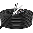 MutecPower 100m CAT 7 Außen Verwendung wasserdicht Direct Burial Ethernet Netzwerkkabel - SSTP - 600 MHz - Schwarz 100 Meter 