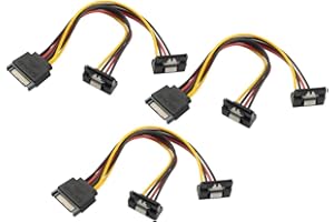 BOLONGKING Baolongking kabel zasilający SATA, 15 cm (6 cali), wtyczka SATA-15-biegunowa na 2 x gniazdo SATA-15-biegunowe (3 sztuki)