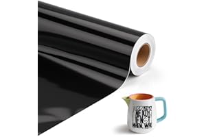 KGGZKG Selbstklebend Vinylfolie Plotter 30.5cm X 500cm Plotterfolie Vinyl Schwarze Glänzend Folie Wasserfeste Selbstklebend Permanente Klebefolie Autofolie Aufkleber Folie für Cricut Silhouette Cameo für Diy
