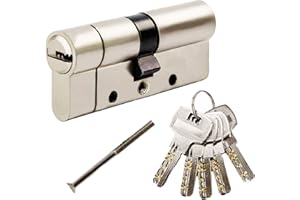 SEPOX® 70mm(35/35) Anti-Snap Euro Door Lock Cylinder, High Security 6 Pin, Brass Body Stainless Steel Bar Enforced Anti-Drill Anti-Pick,Anti-Bump Door Barrel with 5 Keys