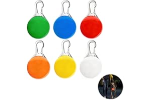 AETPI 6 Pack LED Dog Collar Light,Clip-On LED Light Up Pet Safety Dog Collars Tag with 3 Flashing Modes Waterproof for Night Walking Camping Running CR2032 Batteries Included for Keychain decoration