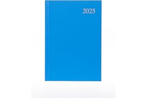 Collins Essential 2025 Business Diary - A5 Day to a Page Planner with Leathergrain Hardback Cover - Light Blue - ESSA51.57-25