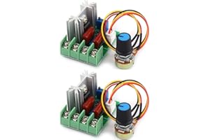 Gebildet 2pcs AC 110V-220V/25A 2000W SCR Precablato Modulo Regolatore Tensione Elettronico ad Alta Potenza, Regolatore Velocità del Motore Dimmer LED Piccolo con Manopola di Controllo Della Velocità