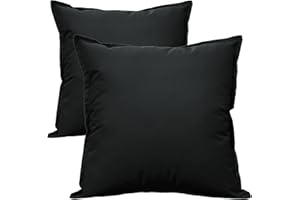 Olivia Rocco Lot de 2 housses de coussin imperméables, respirantes - Pour extérieur, jardin, terrasse, banc, canapé, mobilier, intérieur, salon, lit, chaise - 60 x 60 cm - Noir New