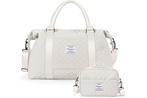 HYC00 Torba podróżna dla kobiet Torba sportowa damska siłownię Torba weekendowa z kosmetyczką i kieszenią na buty Torba na noc Podróżna torba sportowa wodoodporna Torba na bagaż,Beżowy