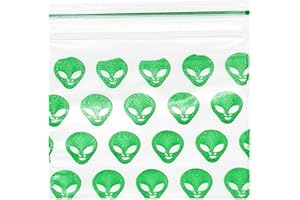 LIVERPOOL ENTERPRISES LTD Grip Seal Bags Zip Lock Bags Resealable Plastic Bags Baggies (40x40 mm (300 Pcs), Green Alien)