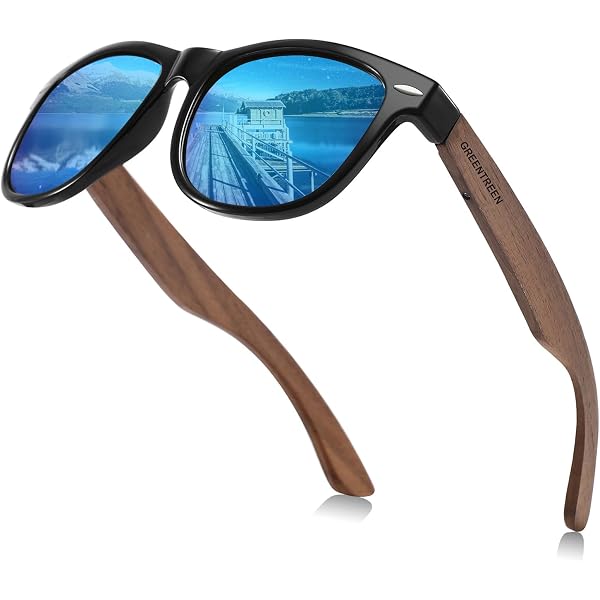 Lunettes De Soleil Bois Vintage Polarisées GQUEEN – UV400, Monture Noyer Unique, Homme Femme