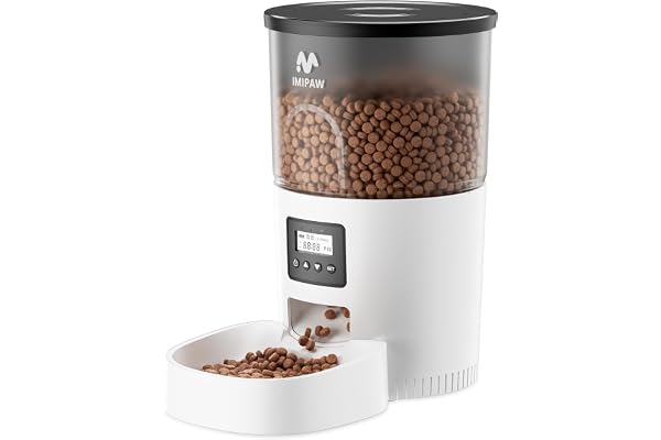Distributeur Croquettes Chat Automatique - Distributeur Croquettes Chat avec Minuterie Programmable, Distributeur Automatique pour Chats et Petits Chiens, 1-6 Repas par Jour (Blanc, 3L)